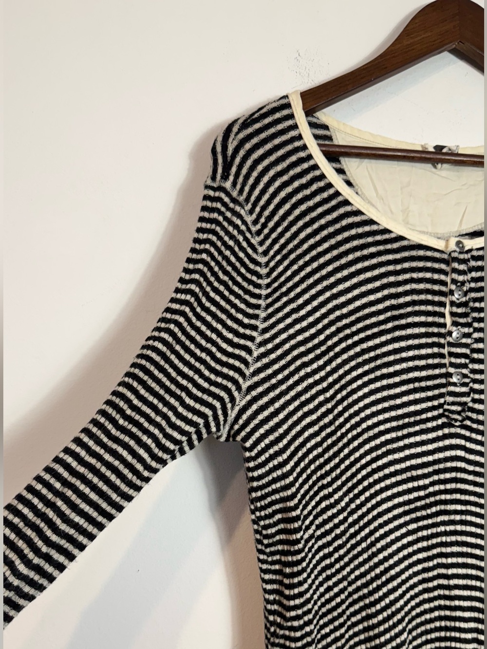 Free People We The Free Drippy Henley Top Tunic Striped Black Tea Medium - Picture 4 of 10